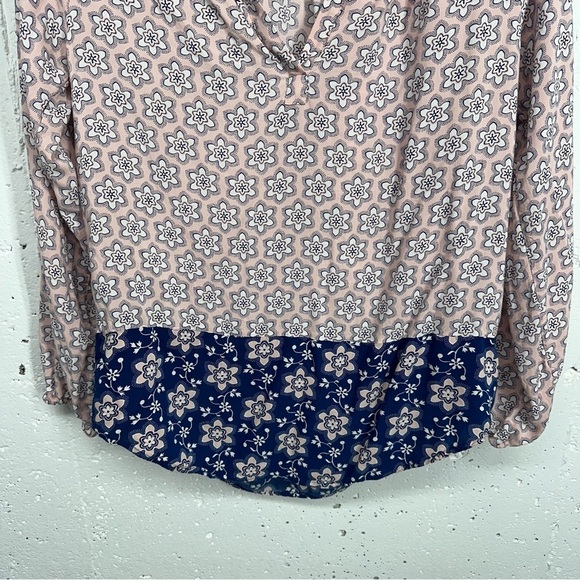 Boden Women's Size 4 Pink & Blue Floral Peasant Blouse Top - Picture 4 of 11
